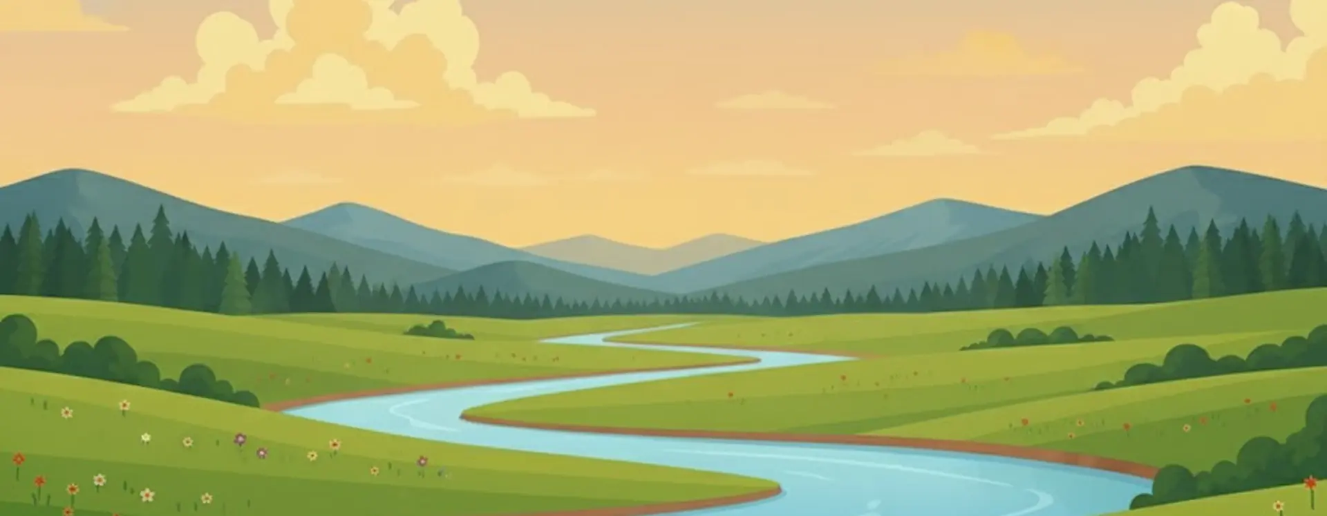 Rzeka oraz krajobraz łąk na stronie żłobka kraków