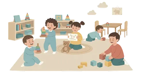 Dzieci bawiące się w przestrzeni żłobka w krakowie